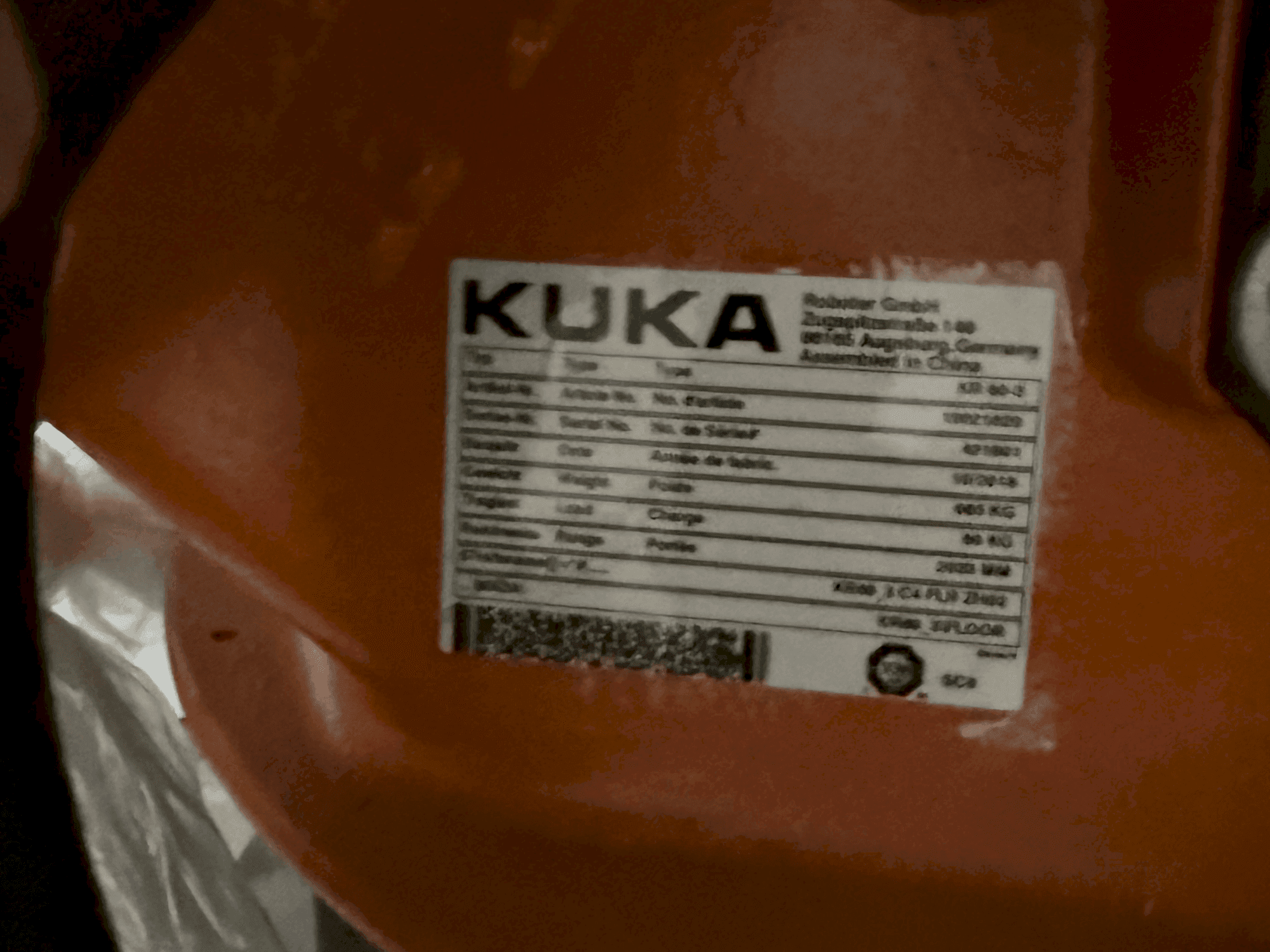 Masina KUKA KR16-2 nimeplaat